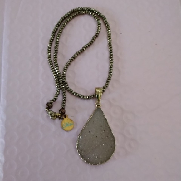 Fabulina Designs Jewelry - Fabulina Designs Druzy Goldtone Teardrop Necklace